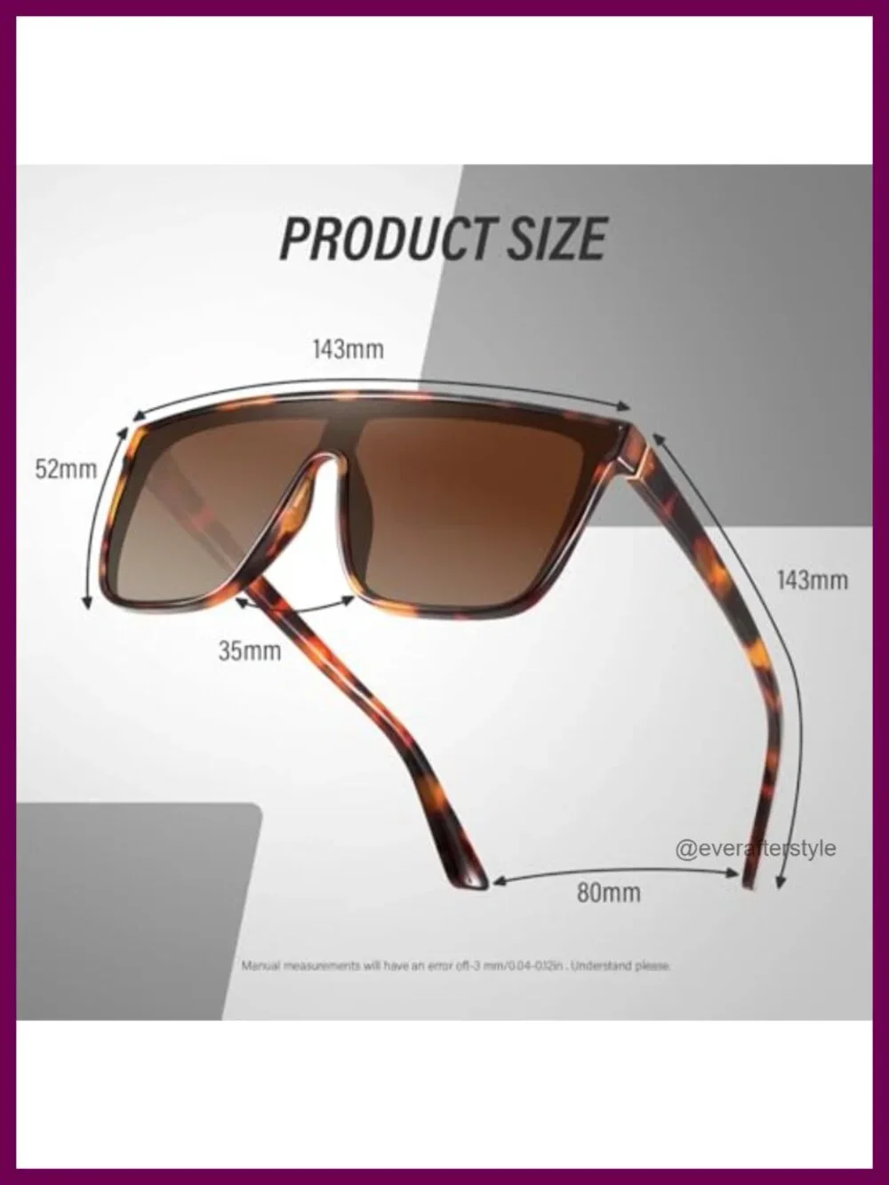 Vintage Oversized Square Sunglasses Women Large Frame UV Protection Goggle Lens